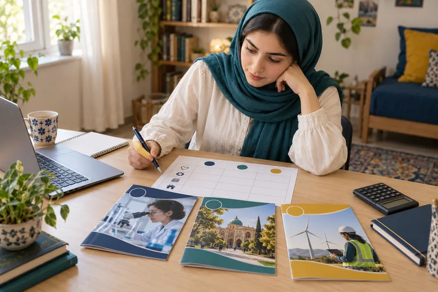 مقایسه رشته‌های دانشگاهی بر اساس علاقه، توانایی و شرایط زندگی