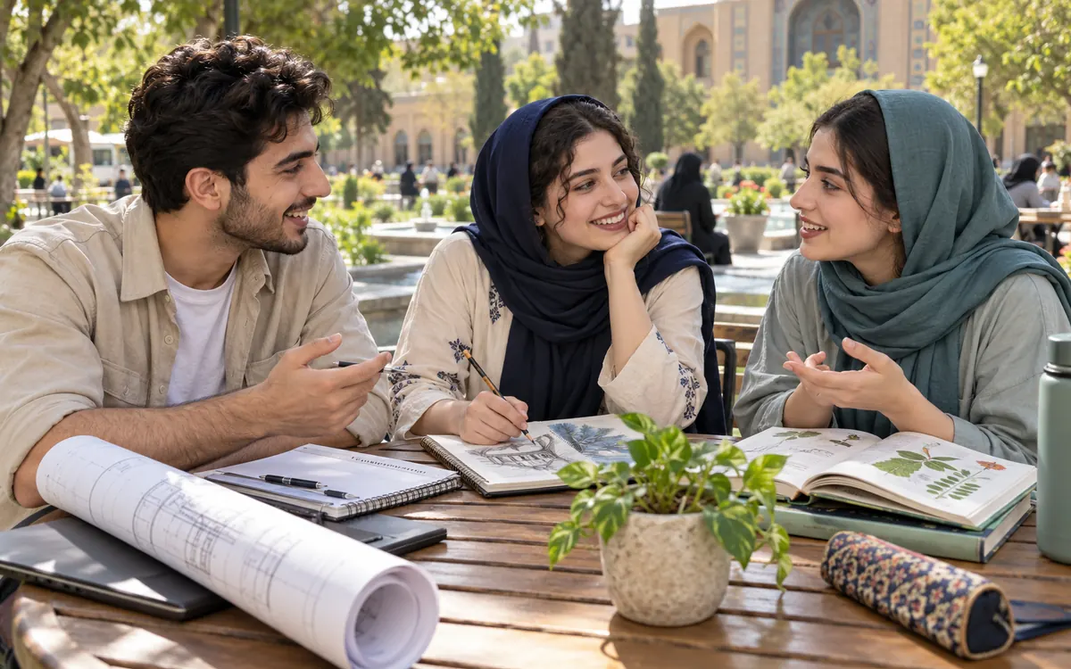 دوستان با مسیرهای تحصیلی متفاوت در حال گفت‌وگو و حفظ ارتباط دوستانه
